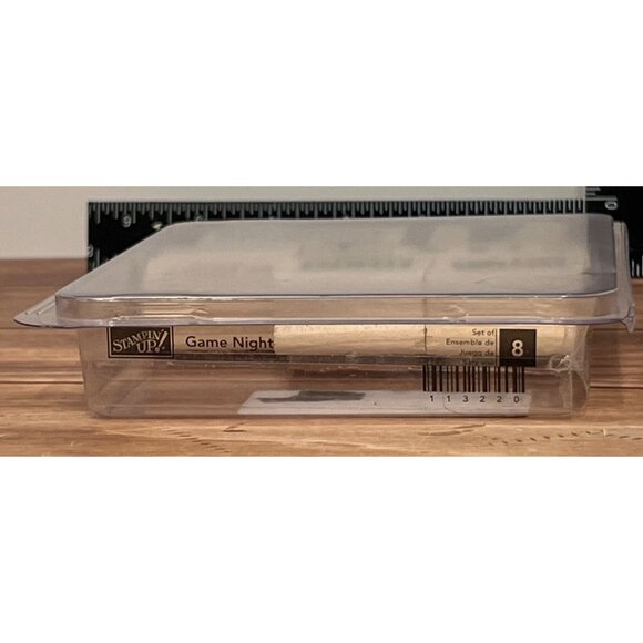 STAMPIN' UP! 113220 GAME NIGHT Wood Mounted Rubber Stamp set DICE DOMINO SPADE - Picture 4 of 5